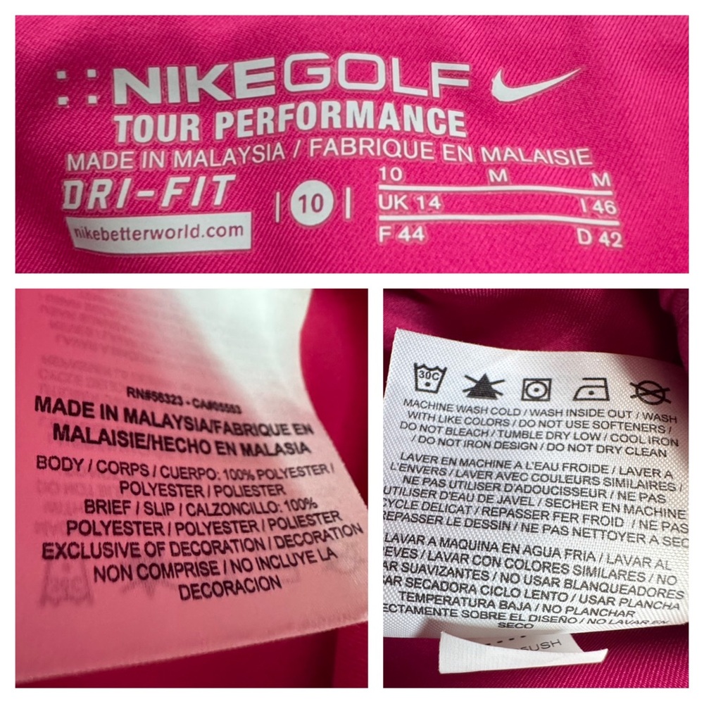 Nike Golf Tour Performance Dri Fit Fuchsia Pink Mini Skort Skirt Shorts Size 10 - Picture 12 of 15